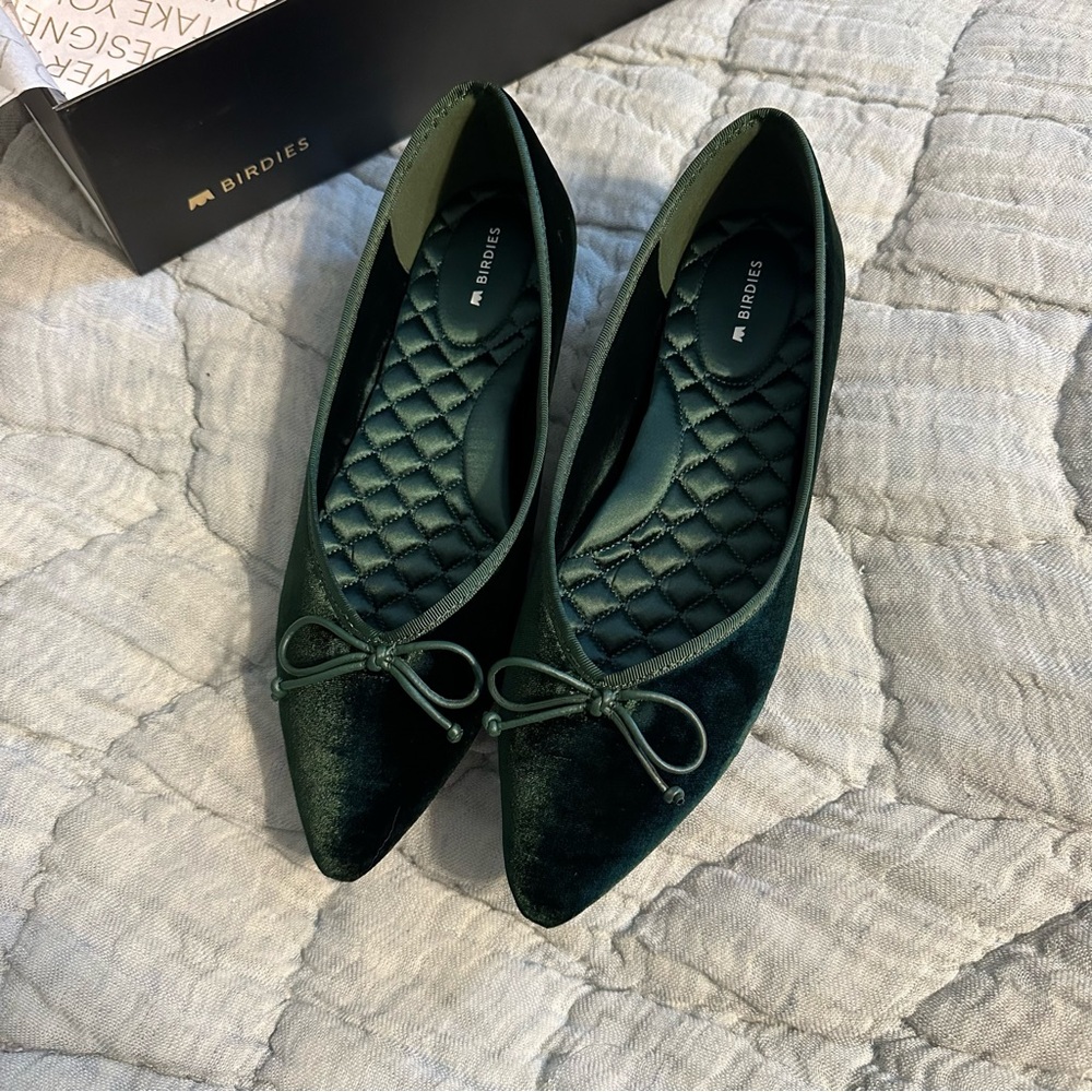 Birdies Goldfinch Flats Emerald Green Velvet